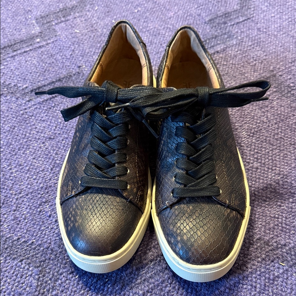 Frye Brown Snakeskjn Leather Sneakers